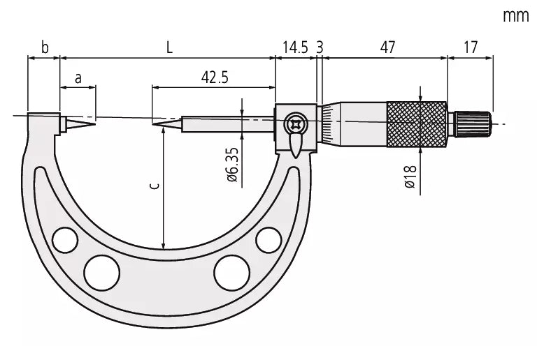 Point Micrometer with Carbide Tip